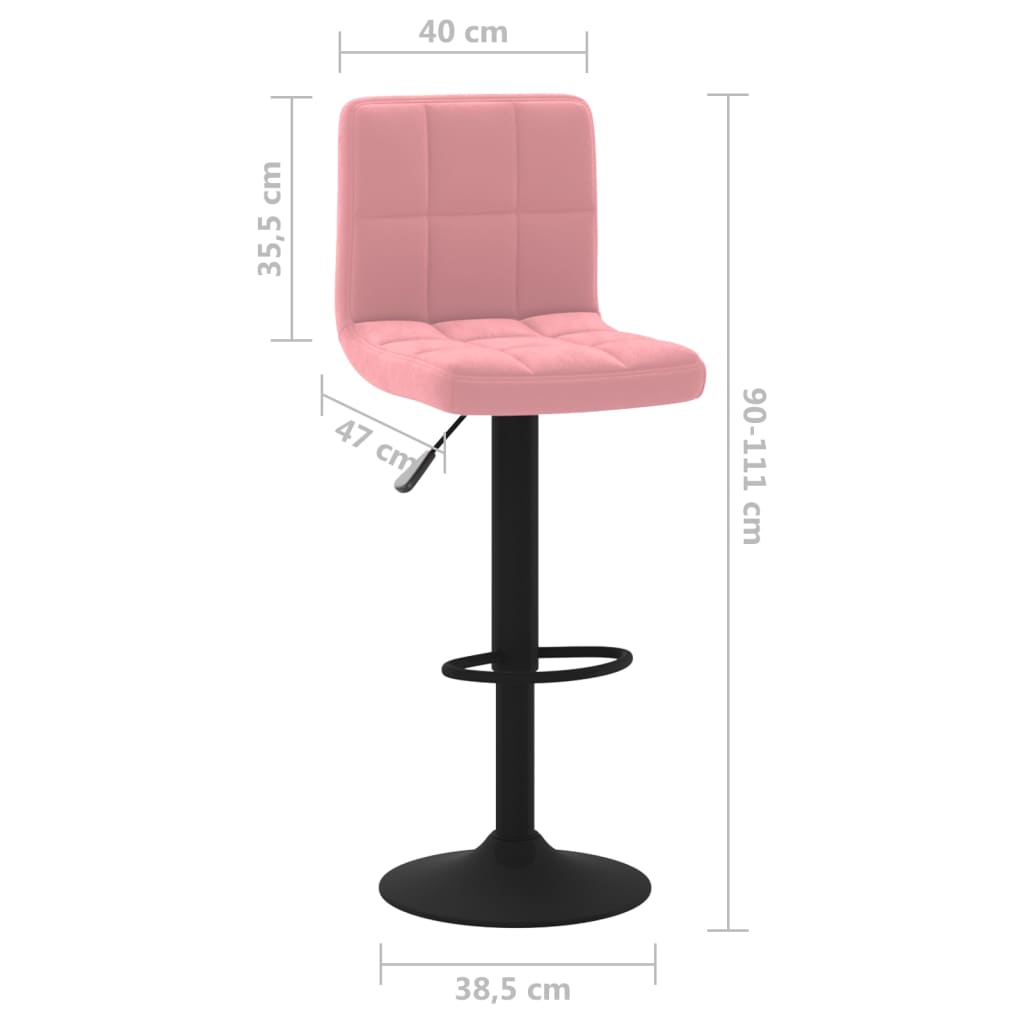 Tabourets de bar lot de 2 rose velours Tabourets de bar vidaXL