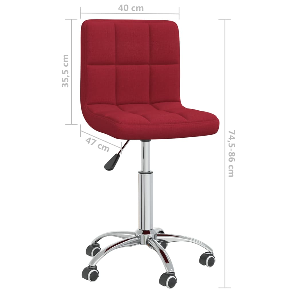 Chaise pivotante de bureau Rouge bordeaux Tissu - XIOS