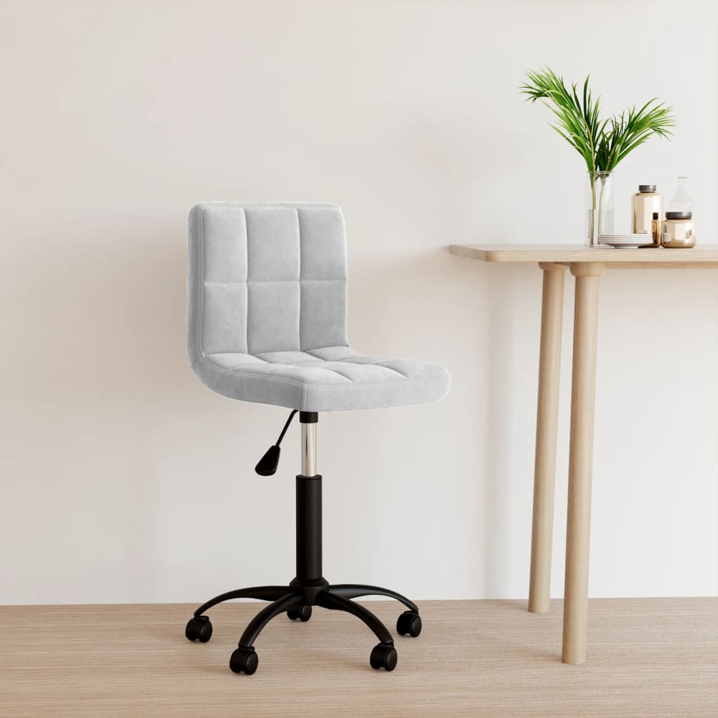 Chaise pivotante de bureau Gris clair Velours Chaises de bureau vidaXL