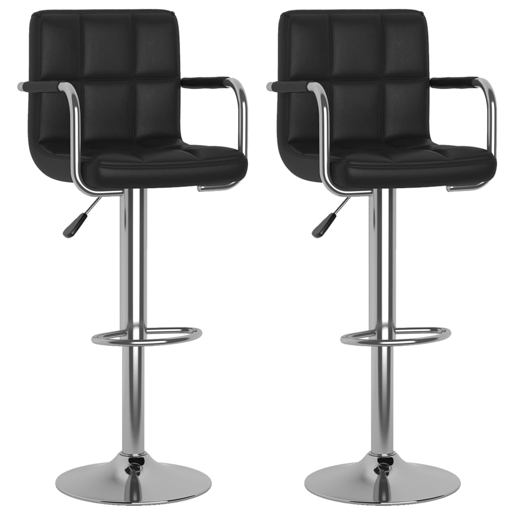 Tabourets de bar lot de 2 noir similicuir - XIOS