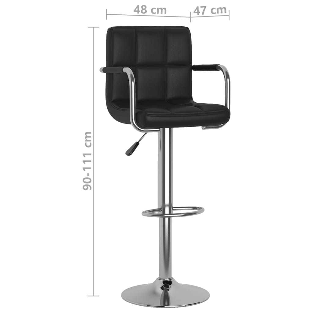 Tabourets de bar lot de 2 noir similicuir - XIOS