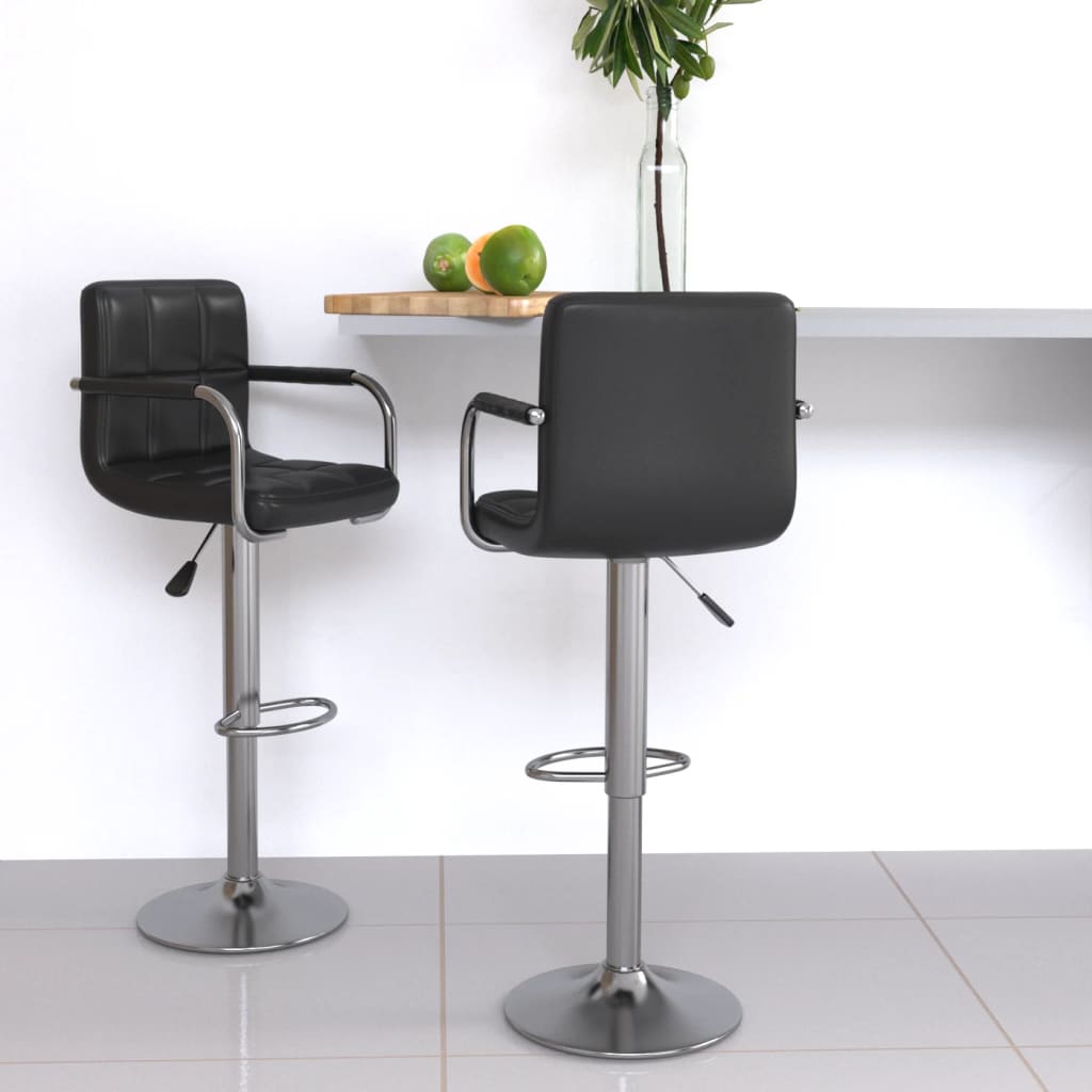 Tabourets de bar lot de 2 noir similicuir - XIOS