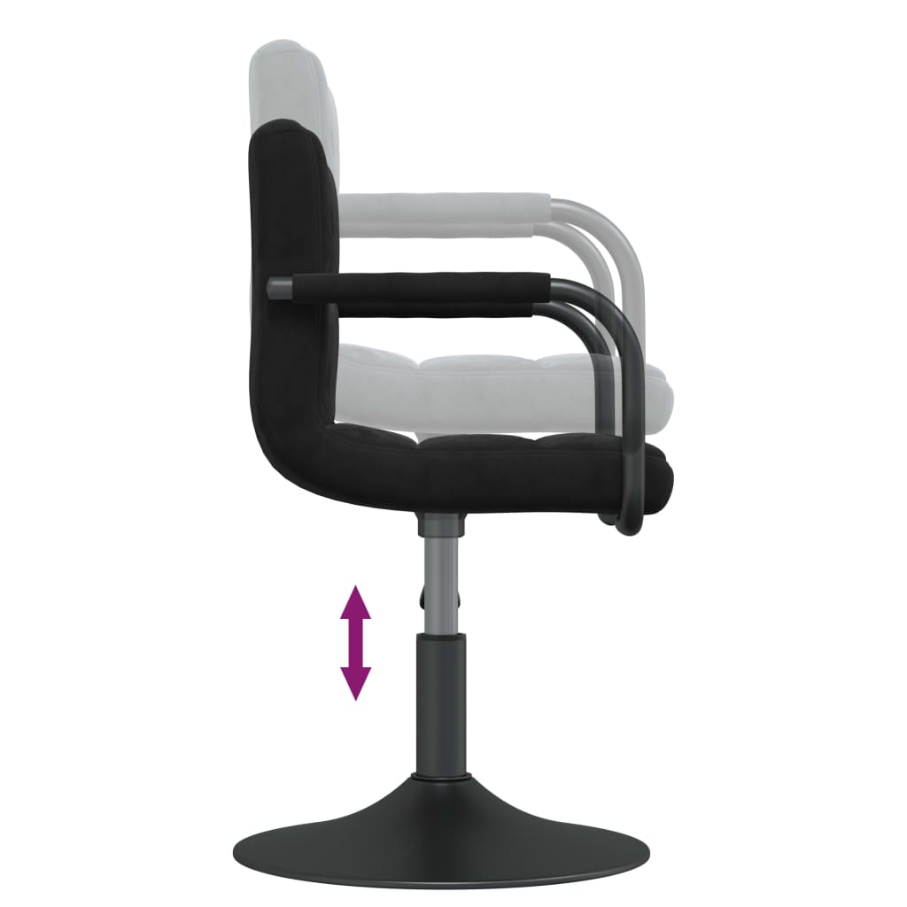 Chaises pivotantes à manger lot de 2 noir velours - XIOS