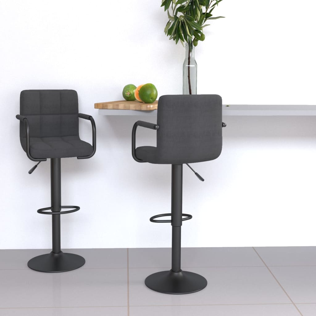 Tabourets de bar lot de 2 gris foncé tissu - XIOS