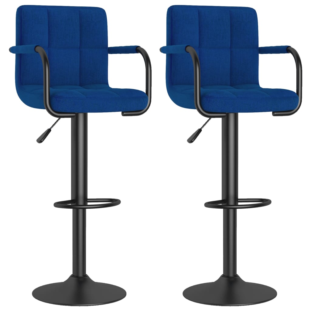Tabourets de bar lot de 2 bleu tissu - XIOS