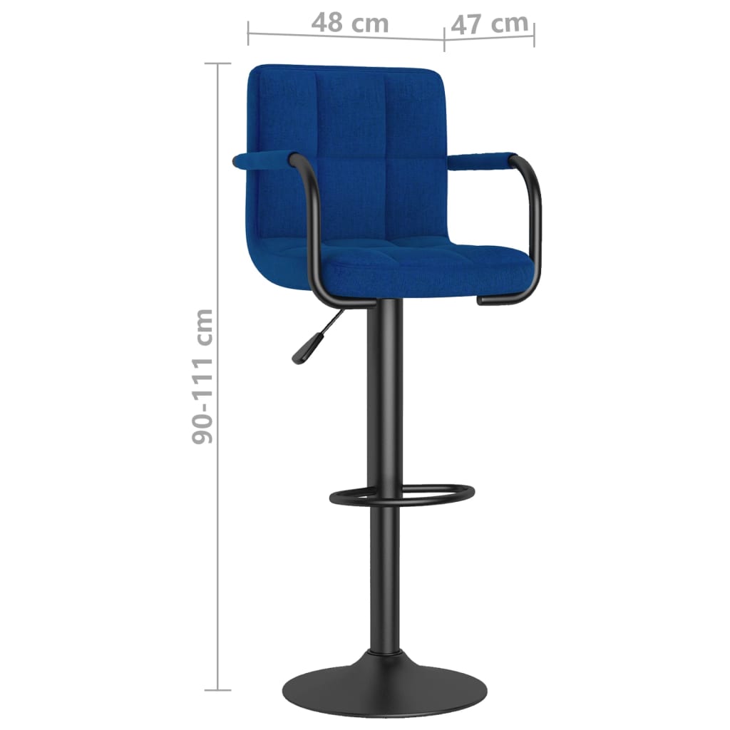 Tabourets de bar lot de 2 bleu tissu - XIOS