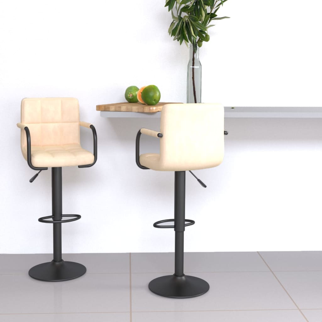 Tabourets de bar lot de 2 crème velours - XIOS