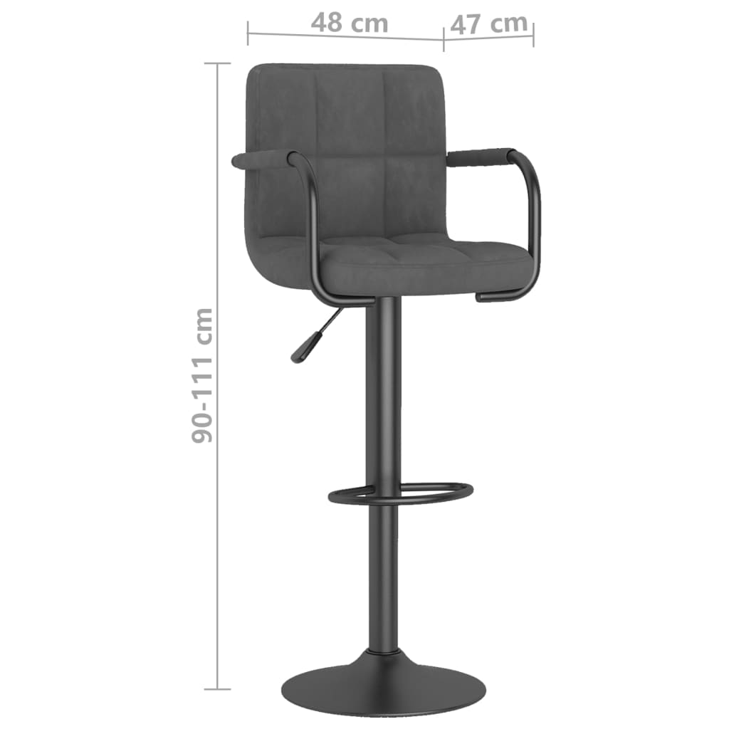 Tabourets de bar lot de 2 gris foncé velours - XIOS