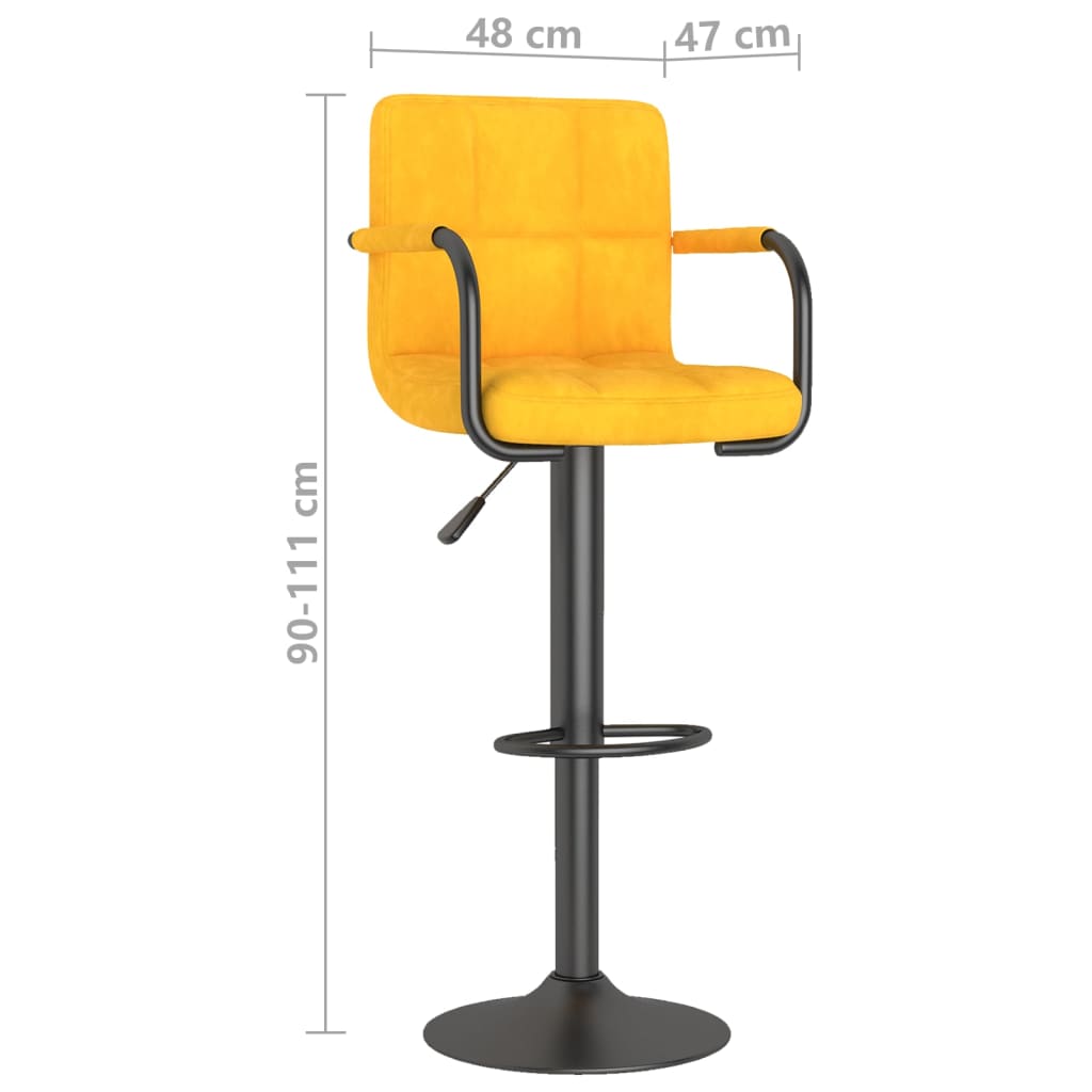 Tabourets de bar lot de 2 jaune moutarde velours