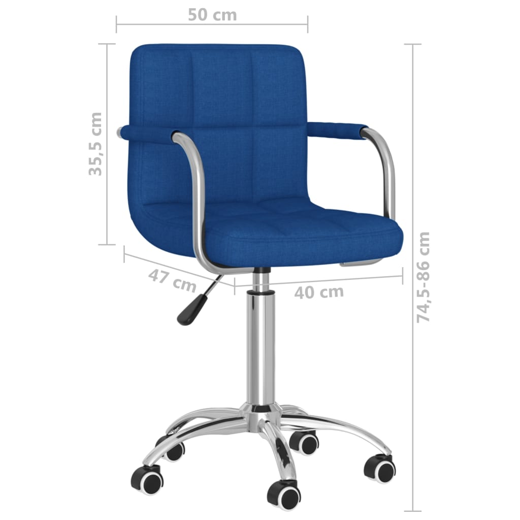 Chaise pivotante de bureau Bleu Tissu