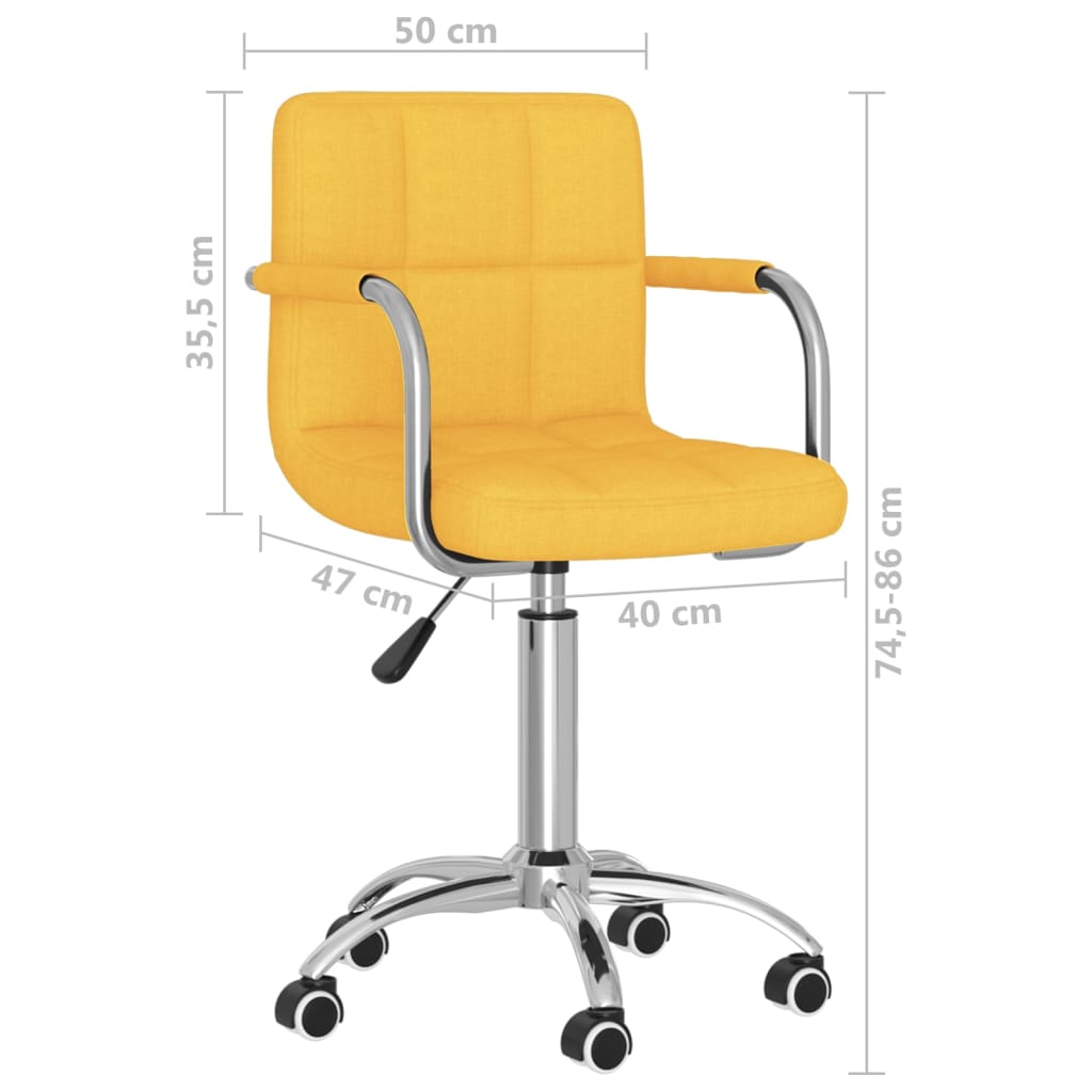 Chaise pivotante de bureau Jaune moutarde Tissu