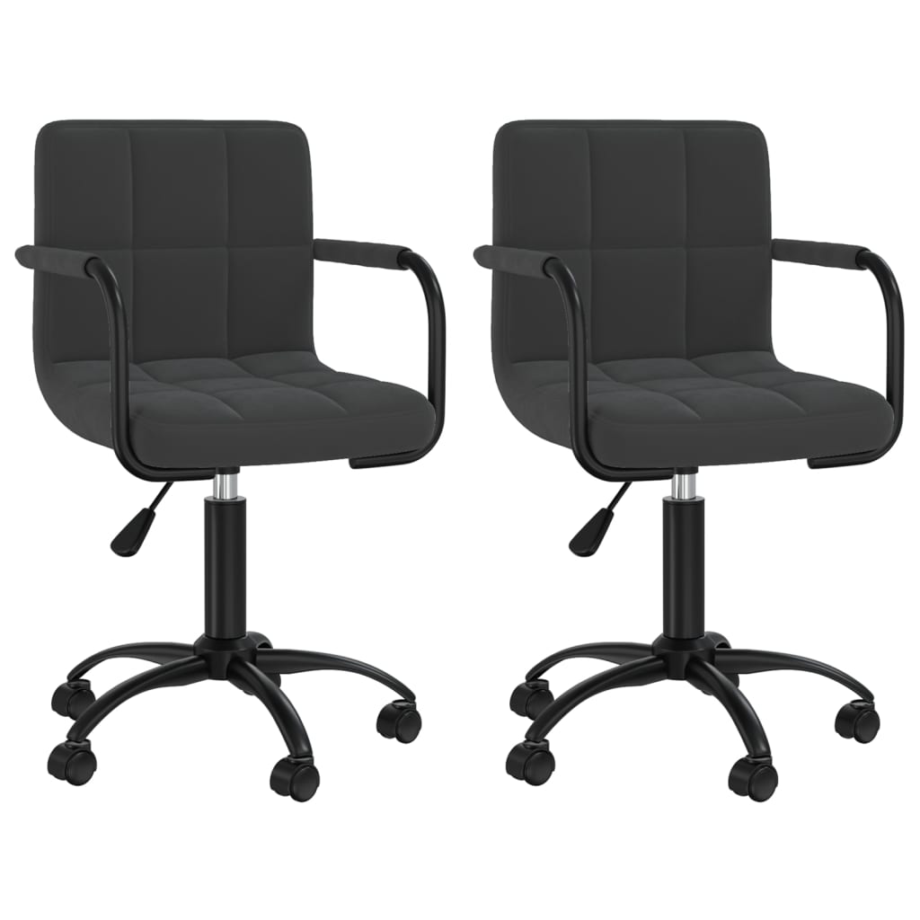 Chaises pivotantes à manger lot de 2 noir velours - XIOS
