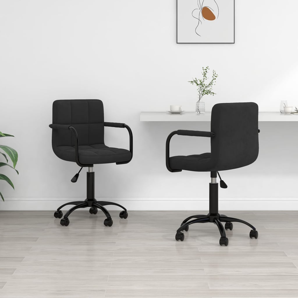 Chaises pivotantes à manger lot de 2 noir velours - XIOS