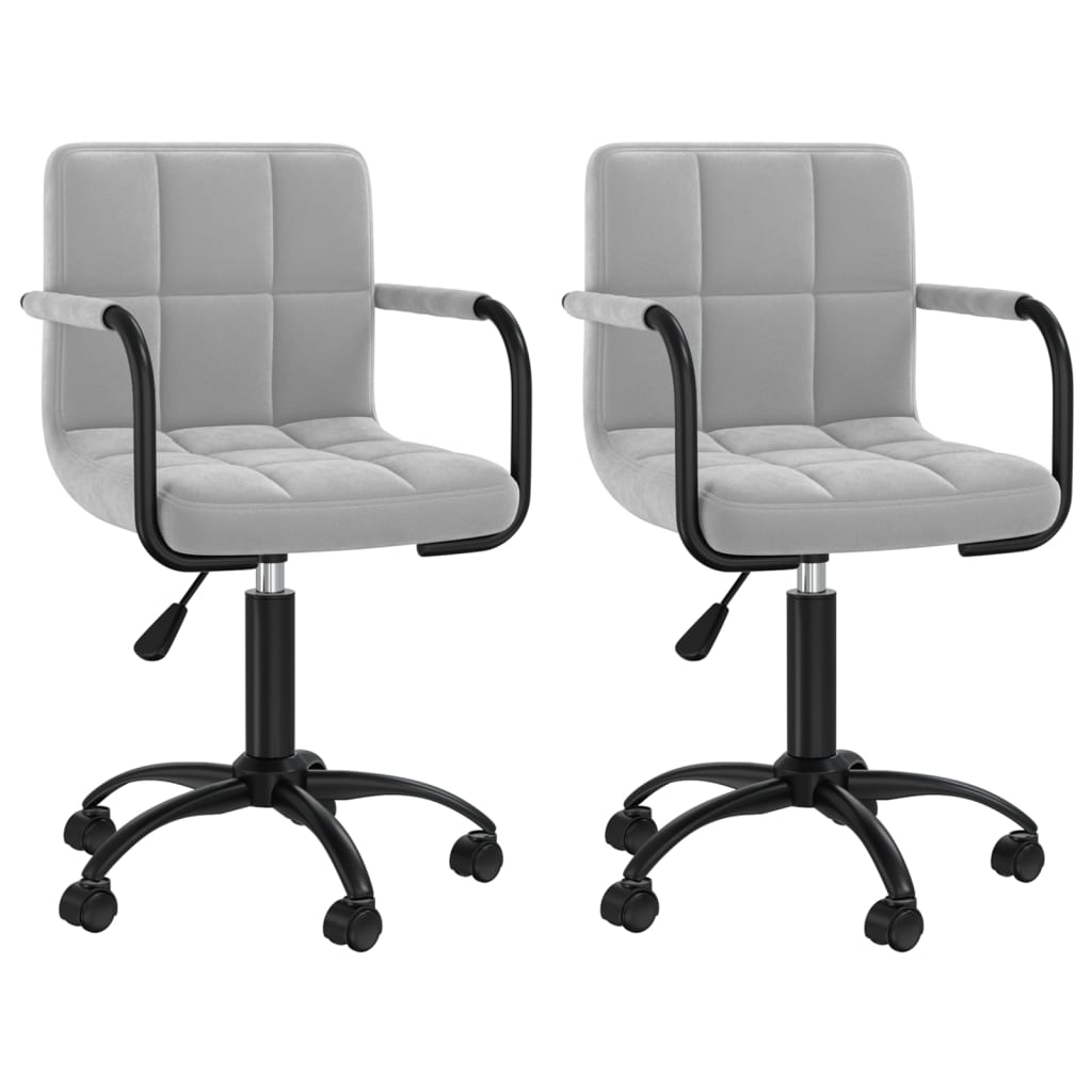 Chaises pivotantes à manger lot de 2 gris clair velours - XIOS