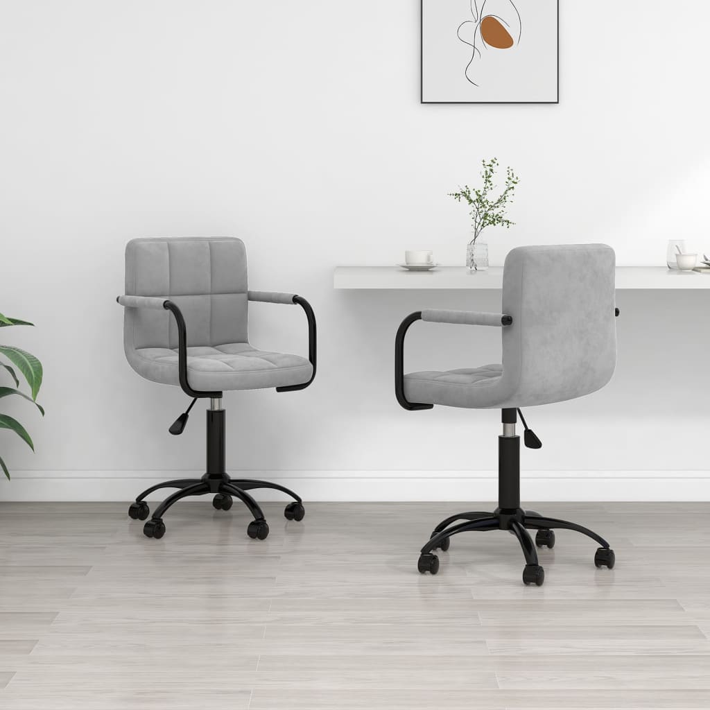 Chaises pivotantes à manger lot de 2 gris clair velours - XIOS