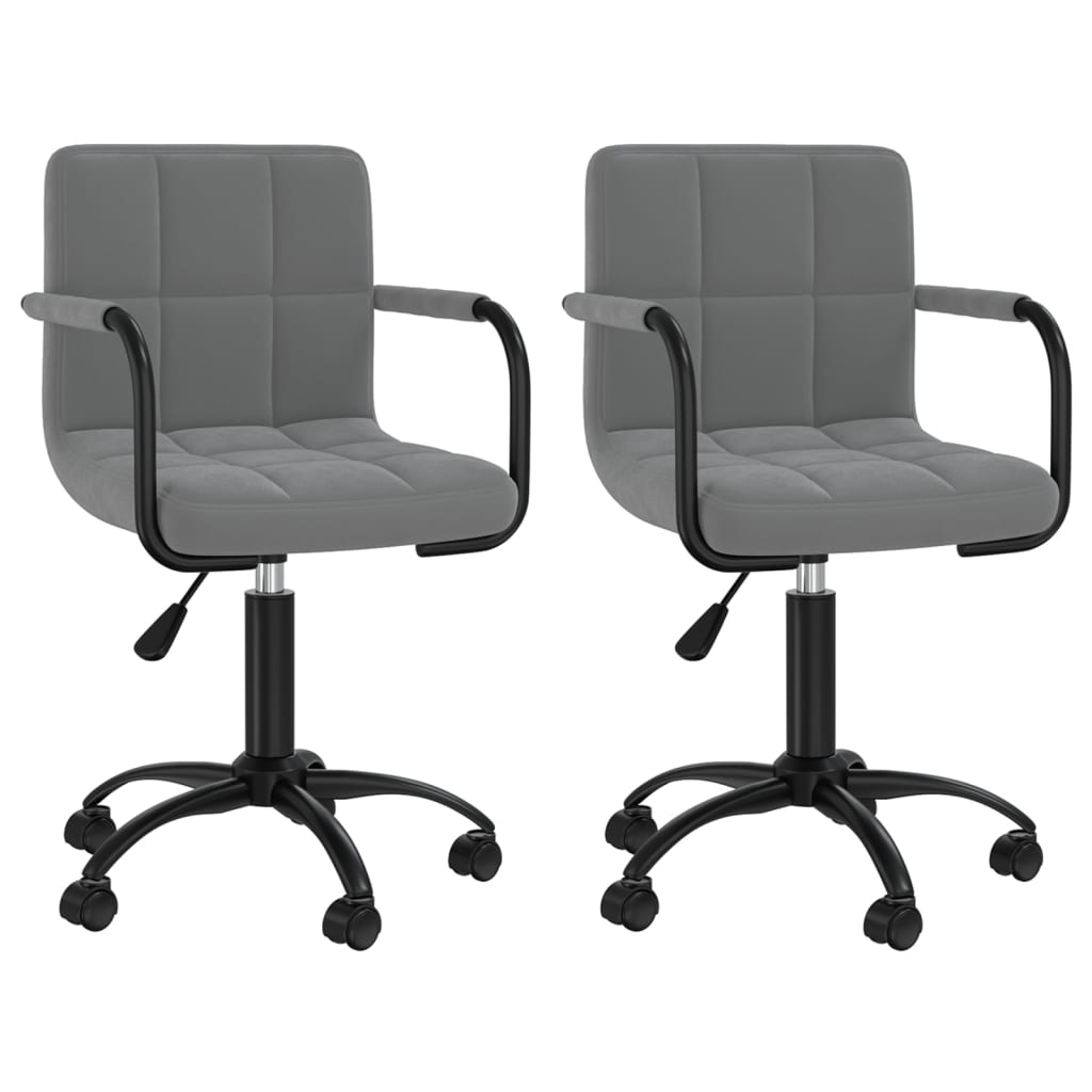Chaises pivotantes à manger lot de 2 gris foncé velours - XIOS