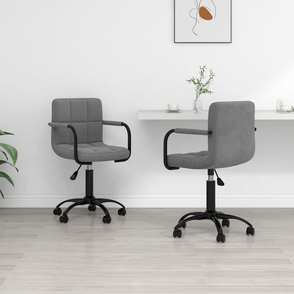 Chaises pivotantes à manger lot de 2 gris foncé velours - XIOS