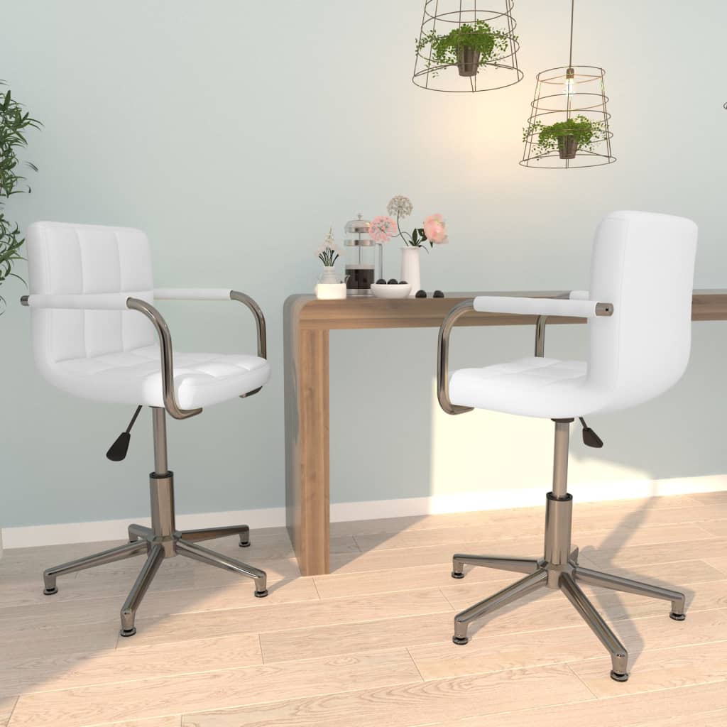 Chaises pivotantes à manger lot de 2 blanc similicuir - XIOS