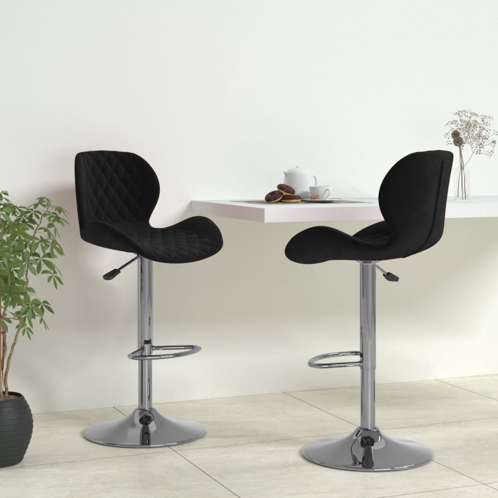 Tabourets de bar lot de 2 noir velours - XIOS