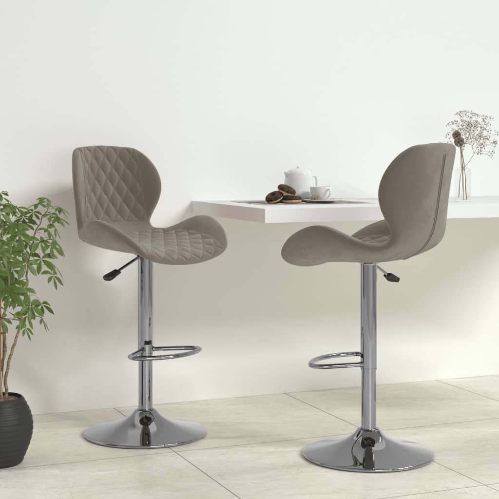 Tabourets de bar lot de 2 gris clair velours - XIOS