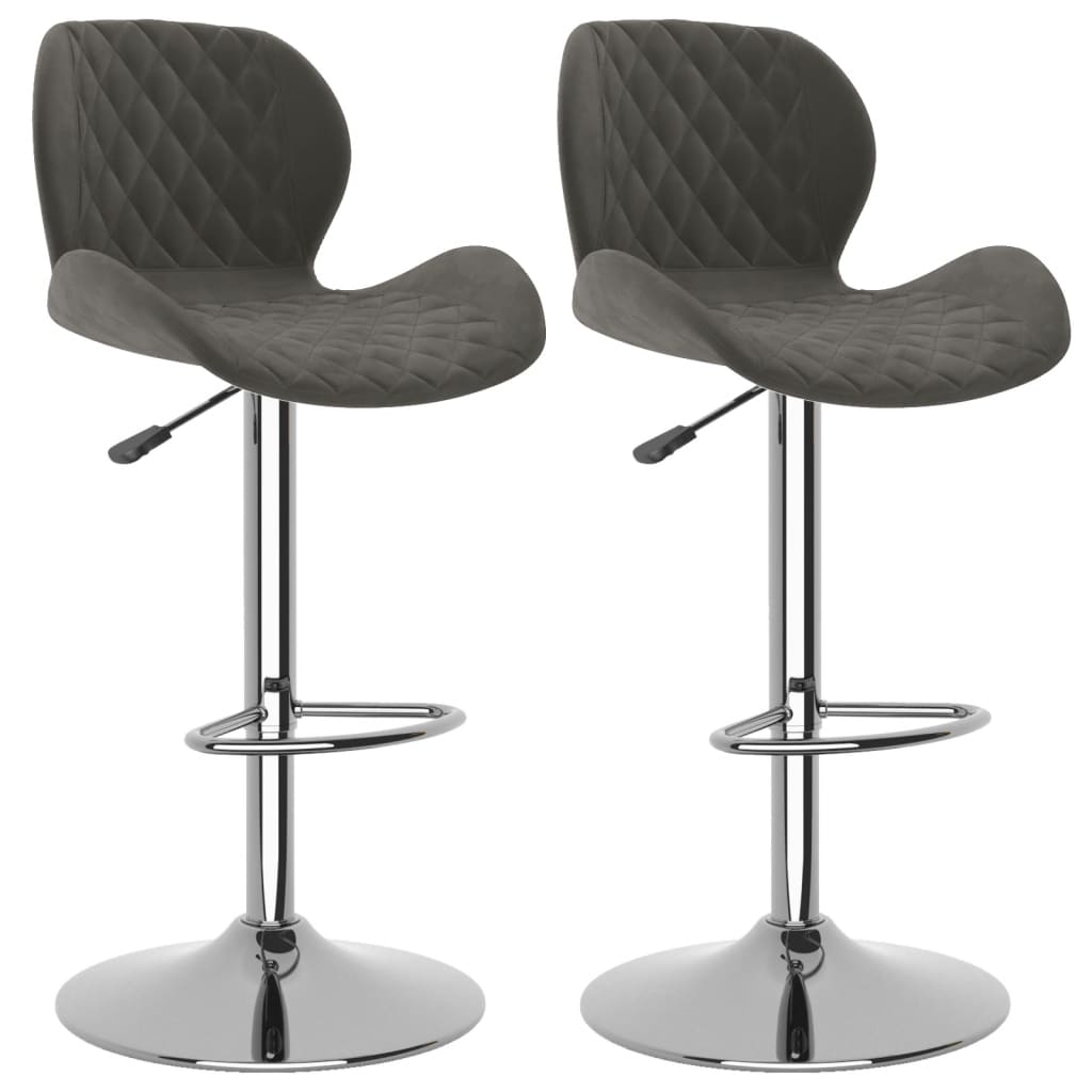Tabourets de bar lot de 2 gris foncé velours - XIOS