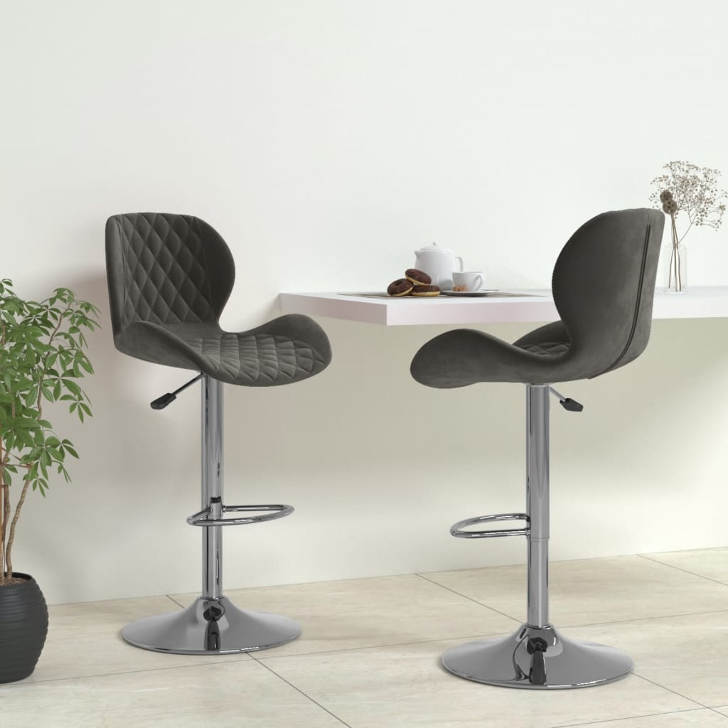 Tabourets de bar lot de 2 gris foncé velours - XIOS