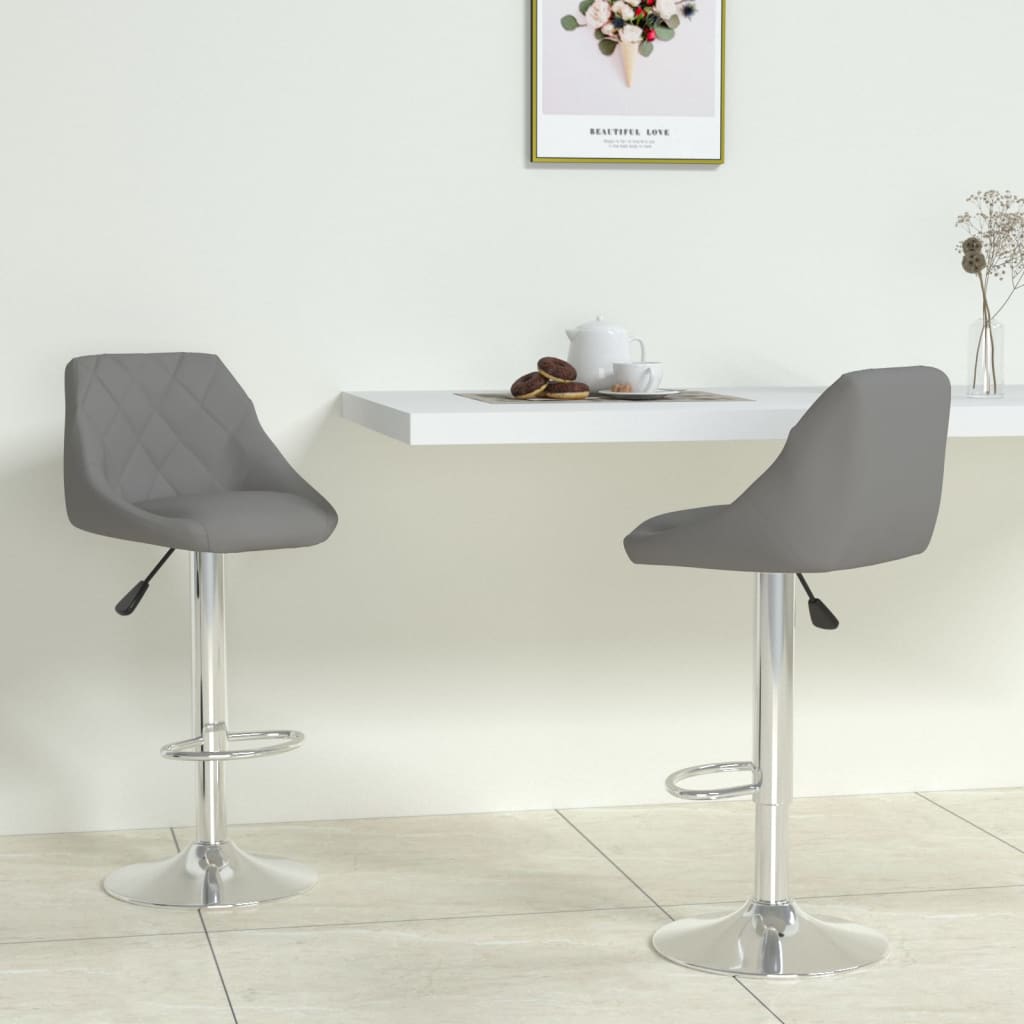 Tabourets de bar lot de 2 gris similicuir - XIOS