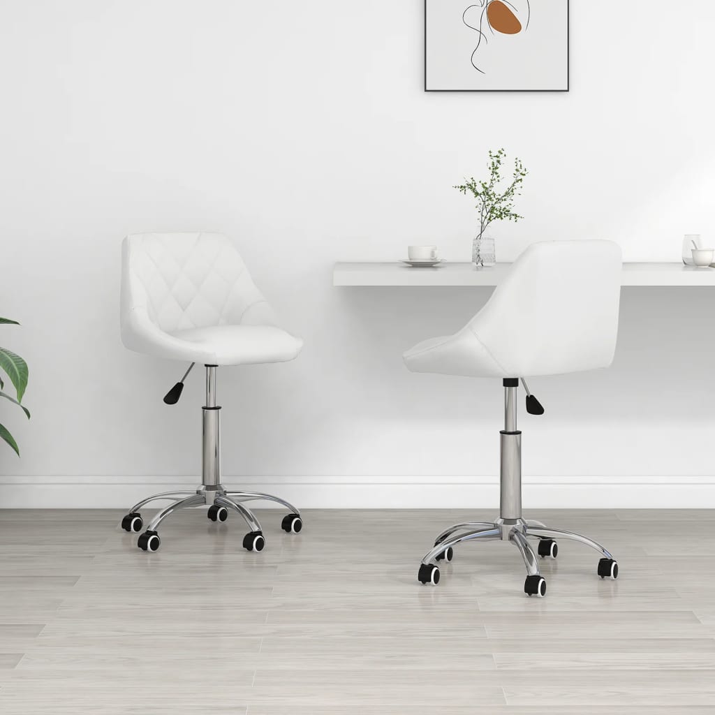 Chaises pivotantes à manger lot de 2 blanc similicuir - XIOS