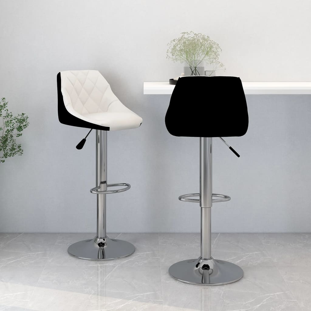 Tabourets de bar lot de 2 blanc et noir similicuir - XIOS