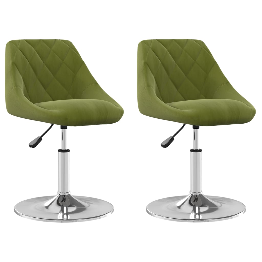 Chaises pivotantes à manger lot de 2 vert clair velours - XIOS