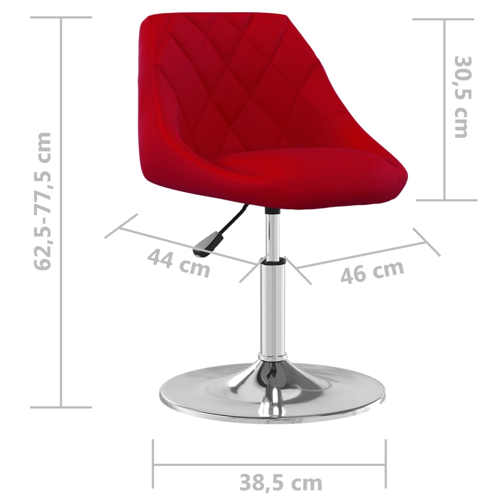 Chaises pivotantes salle à manger 2 pcs Rouge bordeaux Velours