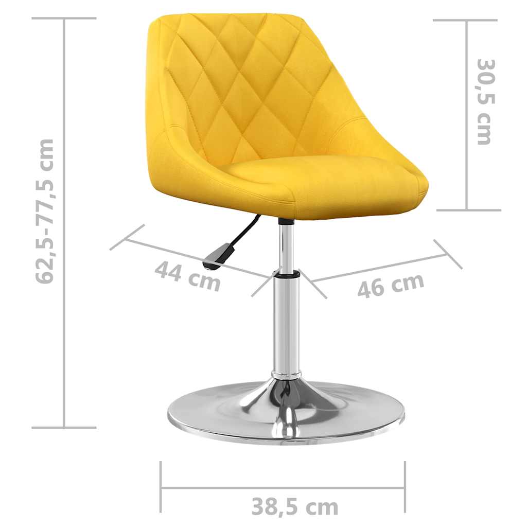 Chaises à manger pivotantes lot de 2 jaune moutarde velours - XIOS