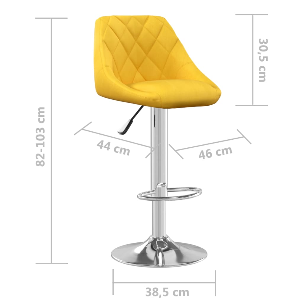 Tabourets de bar lot de 2 jaune moutarde velours - XIOS