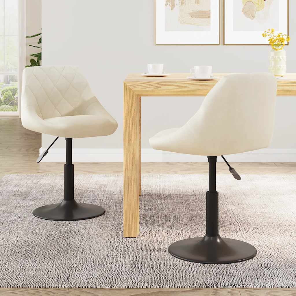 Chaises pivotantes à manger lot de 2 Crème Velours