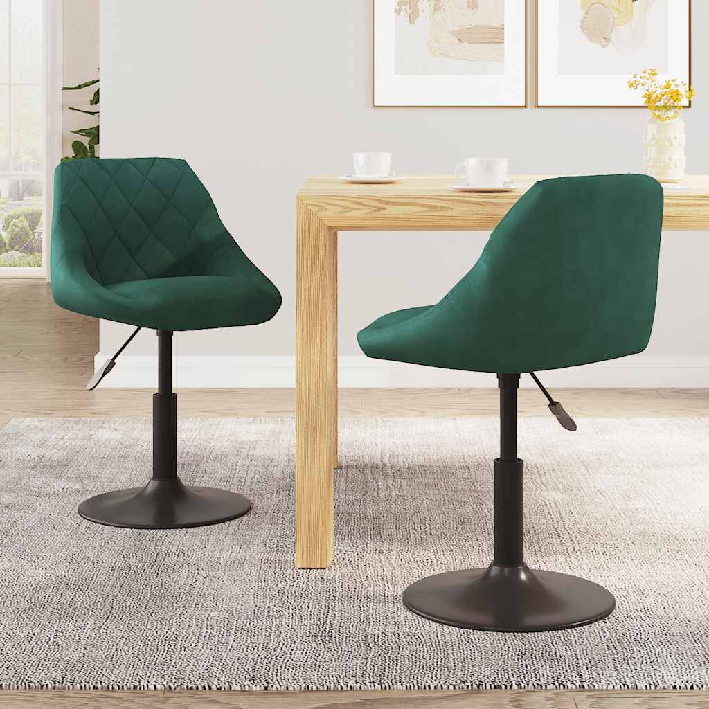 Chaises pivotantes à manger lot de 2 vert foncé velours - XIOS
