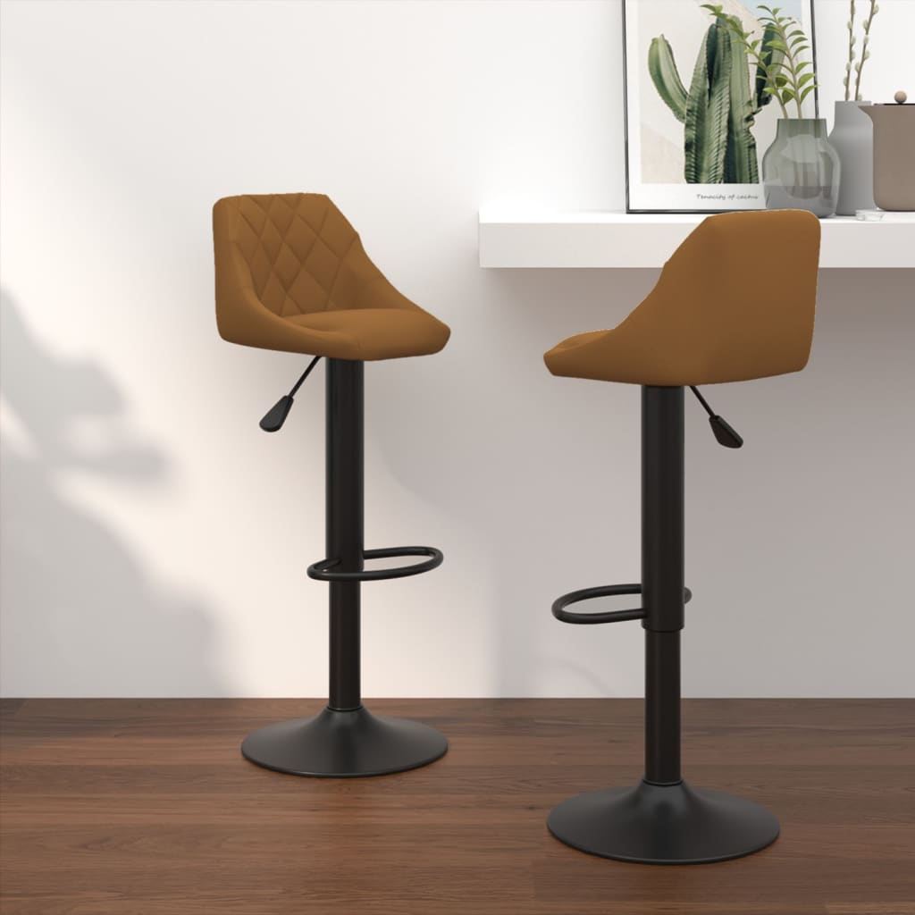 Tabourets de bar lot de 2 marron velours - XIOS