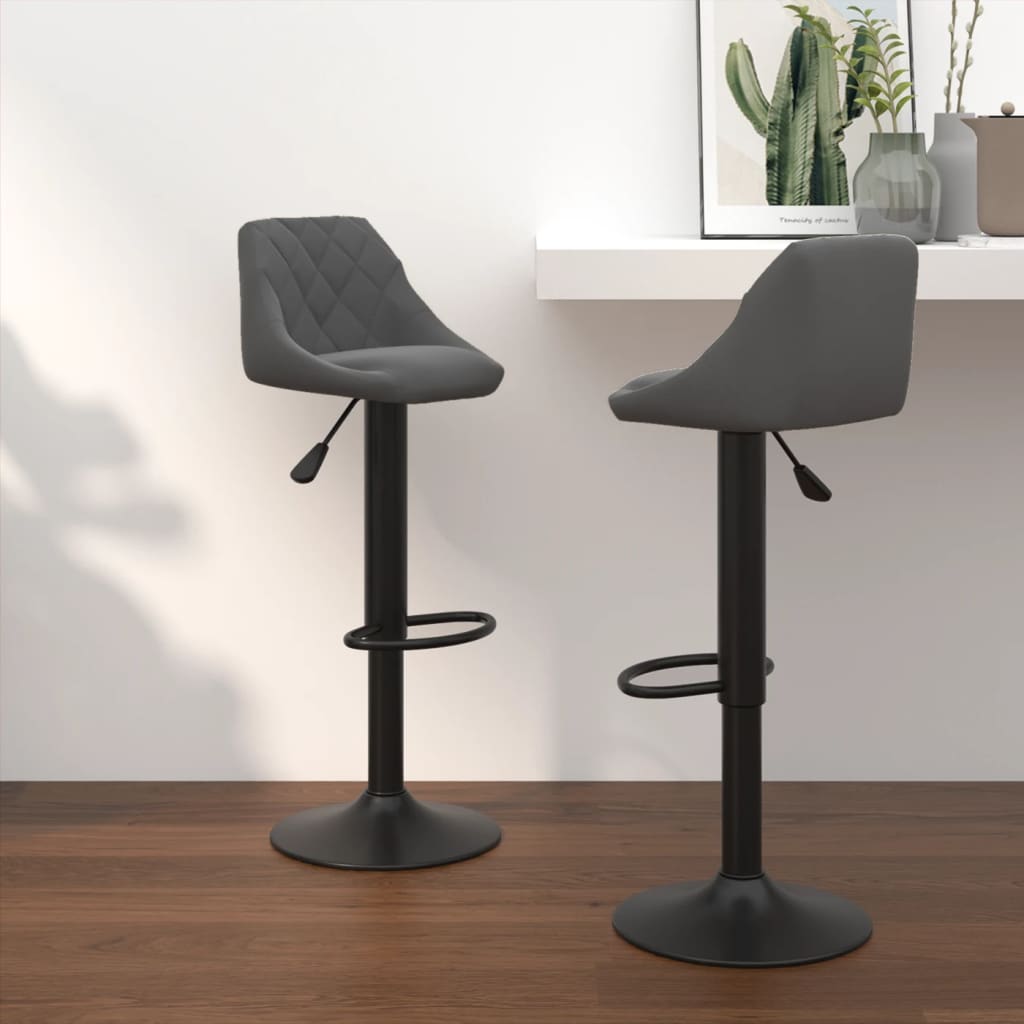 Tabourets de bar lot de 2 gris foncé velours - XIOS