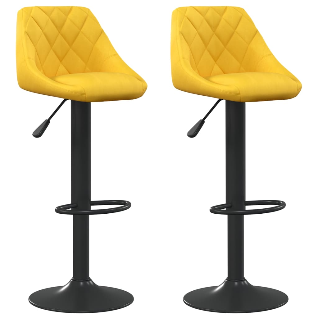 Tabourets de bar lot de 2 jaune moutarde velours - XIOS