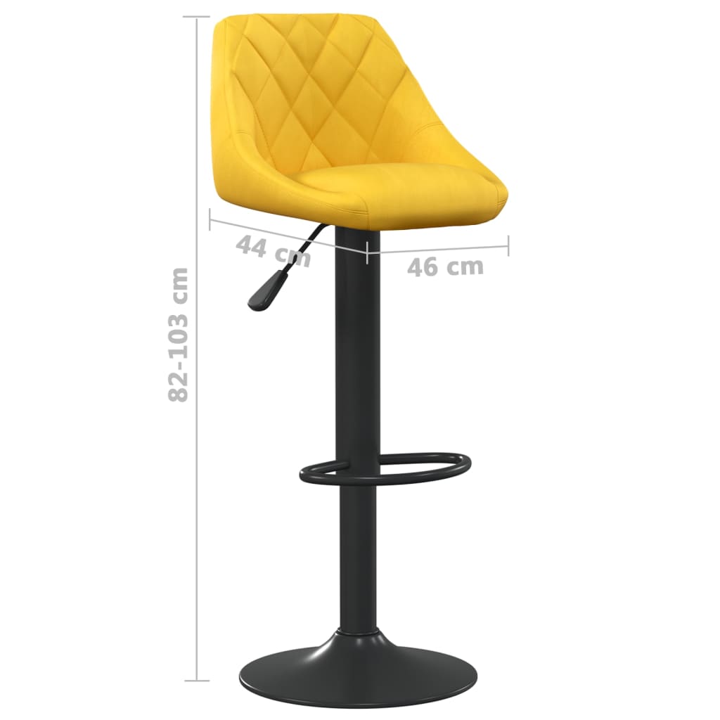 Tabourets de bar lot de 2 jaune moutarde velours - XIOS