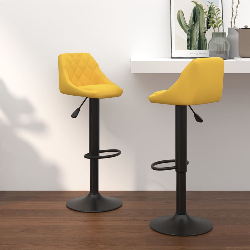 Tabourets de bar lot de 2 jaune moutarde velours - XIOS