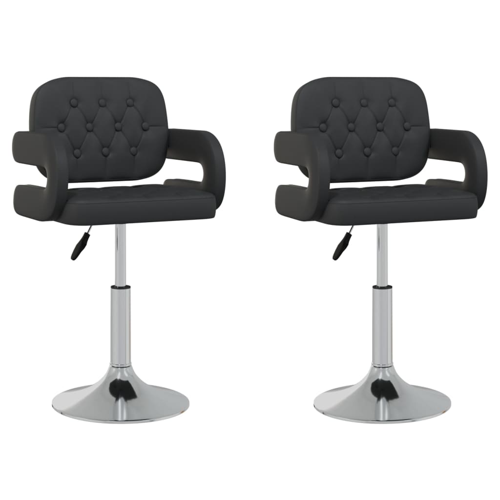 Chaises à manger pivotantes lot de 2 noir similicuir - XIOS