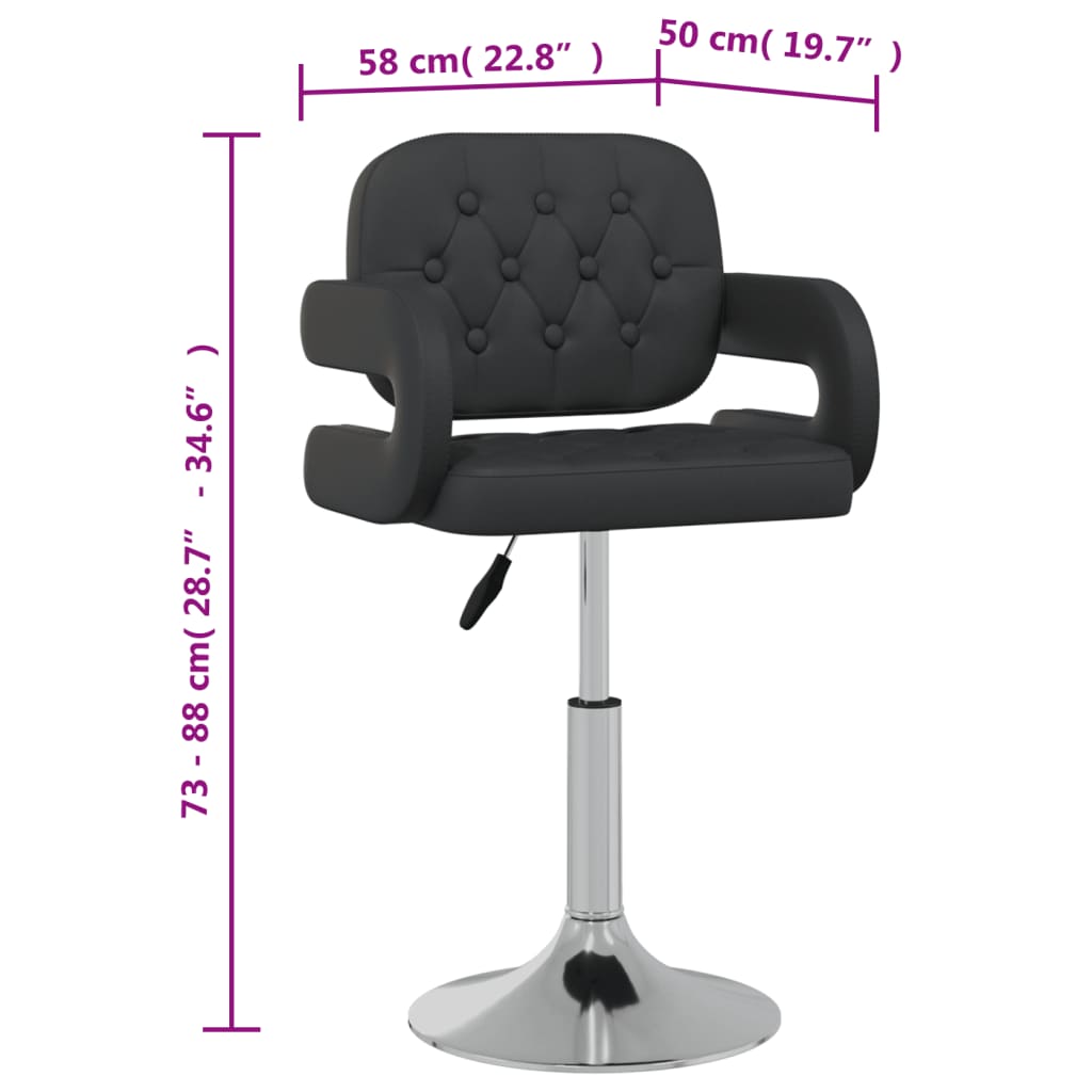 Chaises à manger pivotantes lot de 2 noir similicuir - XIOS