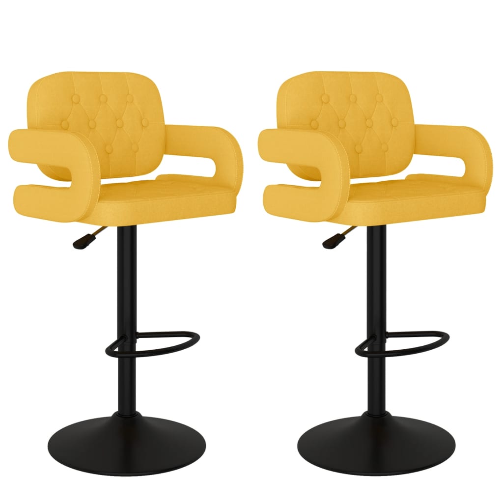 Tabourets de bar lot de 2 jaune moutarde tissu - XIOS