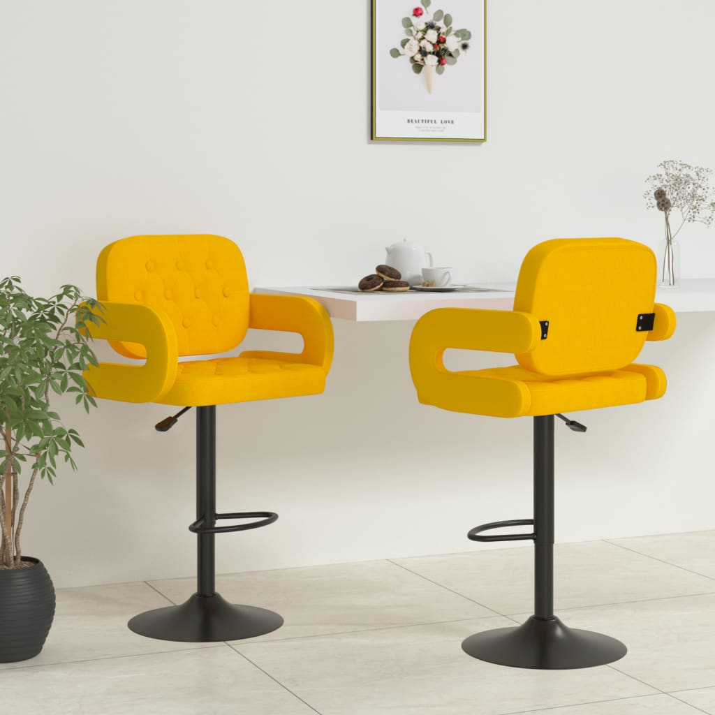 Tabourets de bar lot de 2 jaune moutarde tissu - XIOS