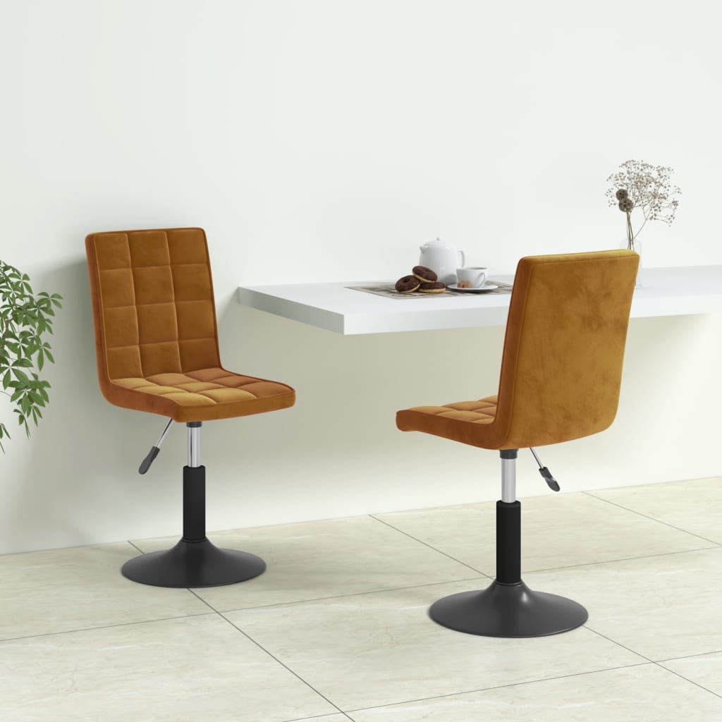 Chaises pivotantes à manger lot de 2 marron velours - XIOS