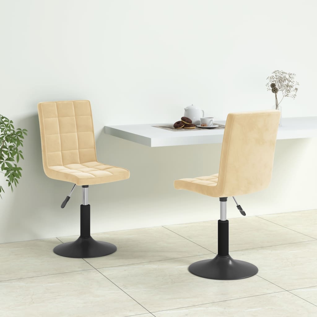 Chaises pivotantes à manger lot de 2 crème velours - XIOS