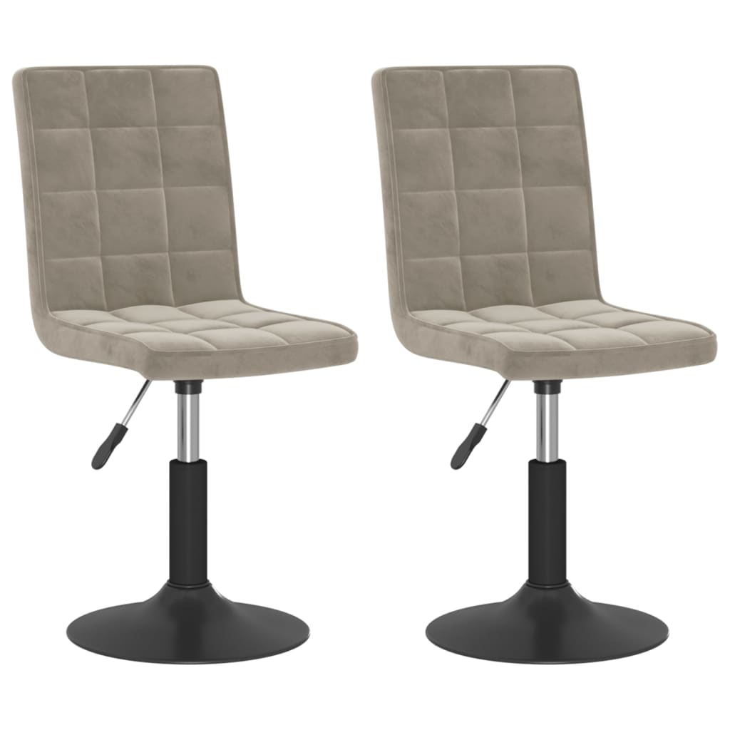 Chaises pivotantes à manger lot de 2 gris clair velours - XIOS