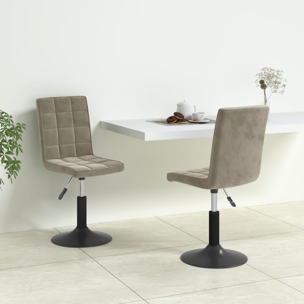 Chaises pivotantes à manger lot de 2 gris clair velours - XIOS