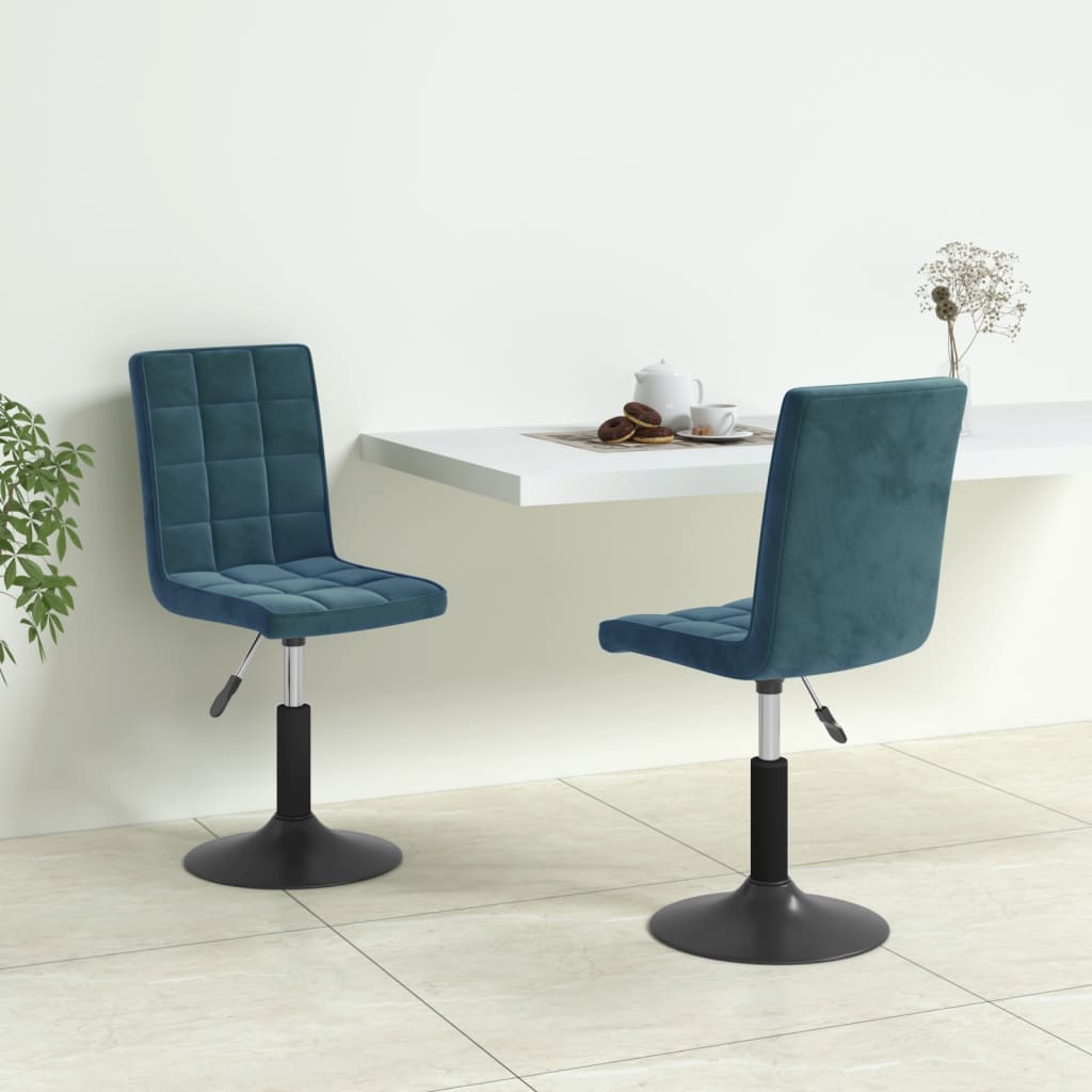 Chaises pivotantes à manger lot de 2 bleu velours