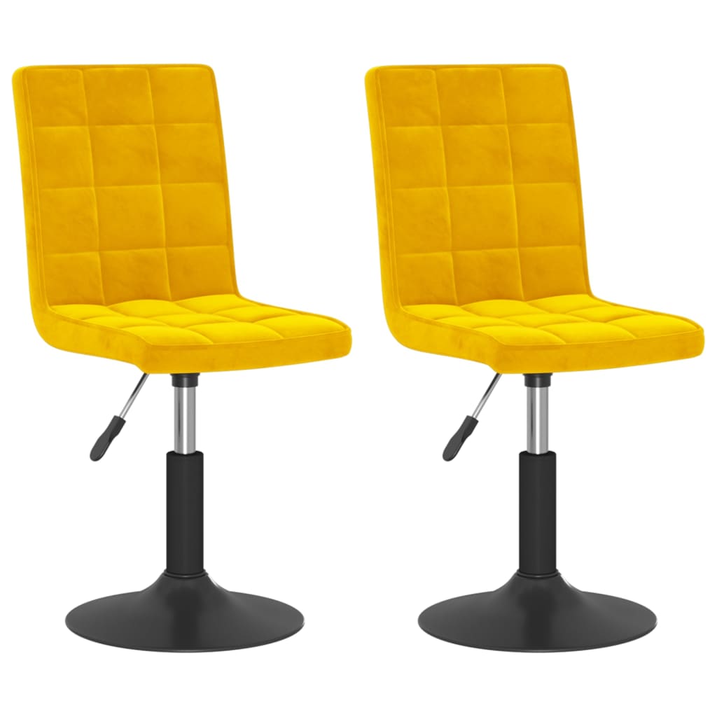 Chaises pivotantes à manger lot de 2 jaune moutarde velours - XIOS